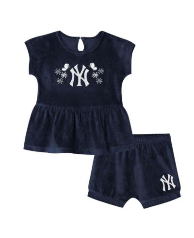 Комплект из футболки и шорт Outerstuff Girls Toddler 2-Piece Navy New York Yankees Hop Base Fashion