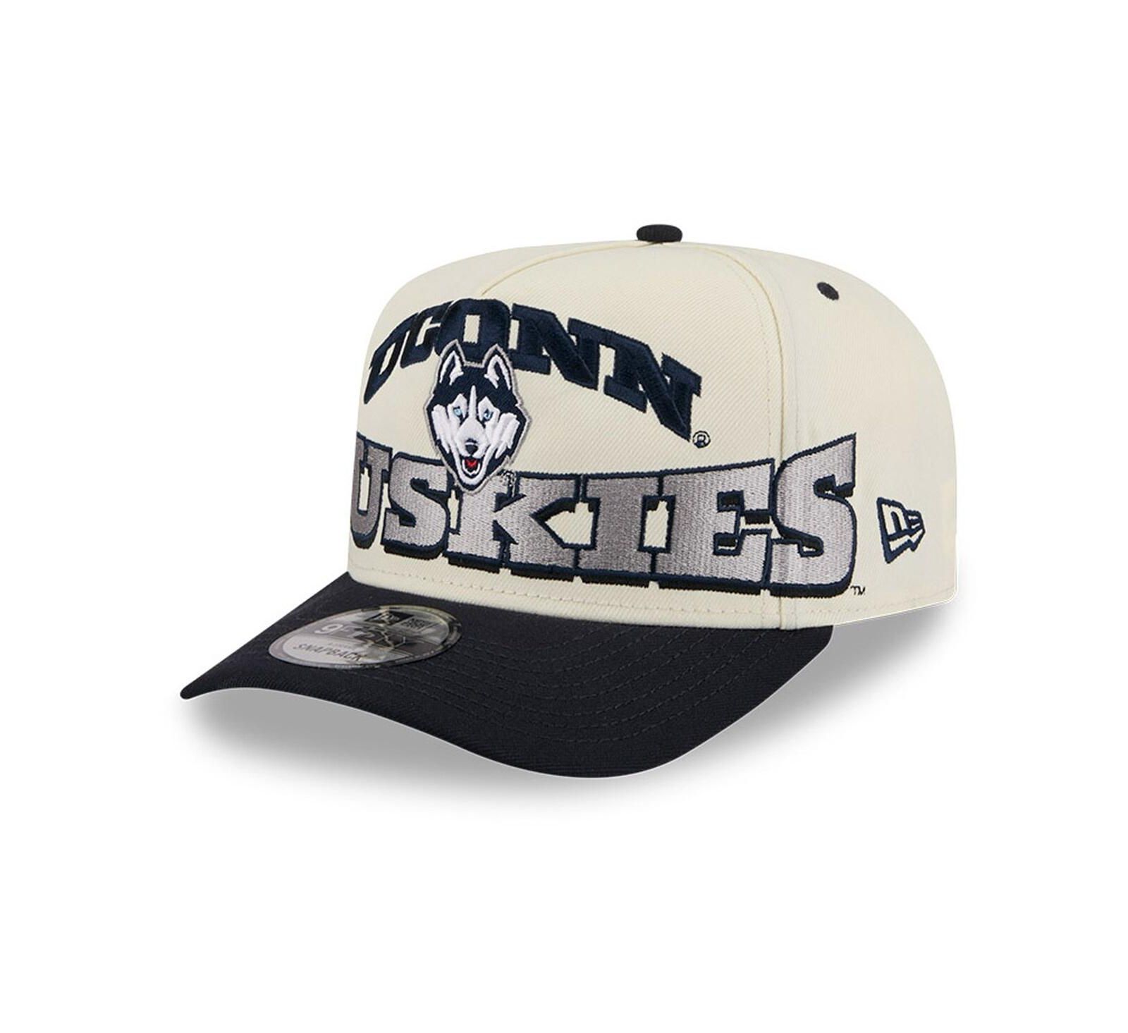 New Era Men's Cream/Navy UConn Huskies March Madness Historic Collection 9FIFTY A-Frame Snapback Hat