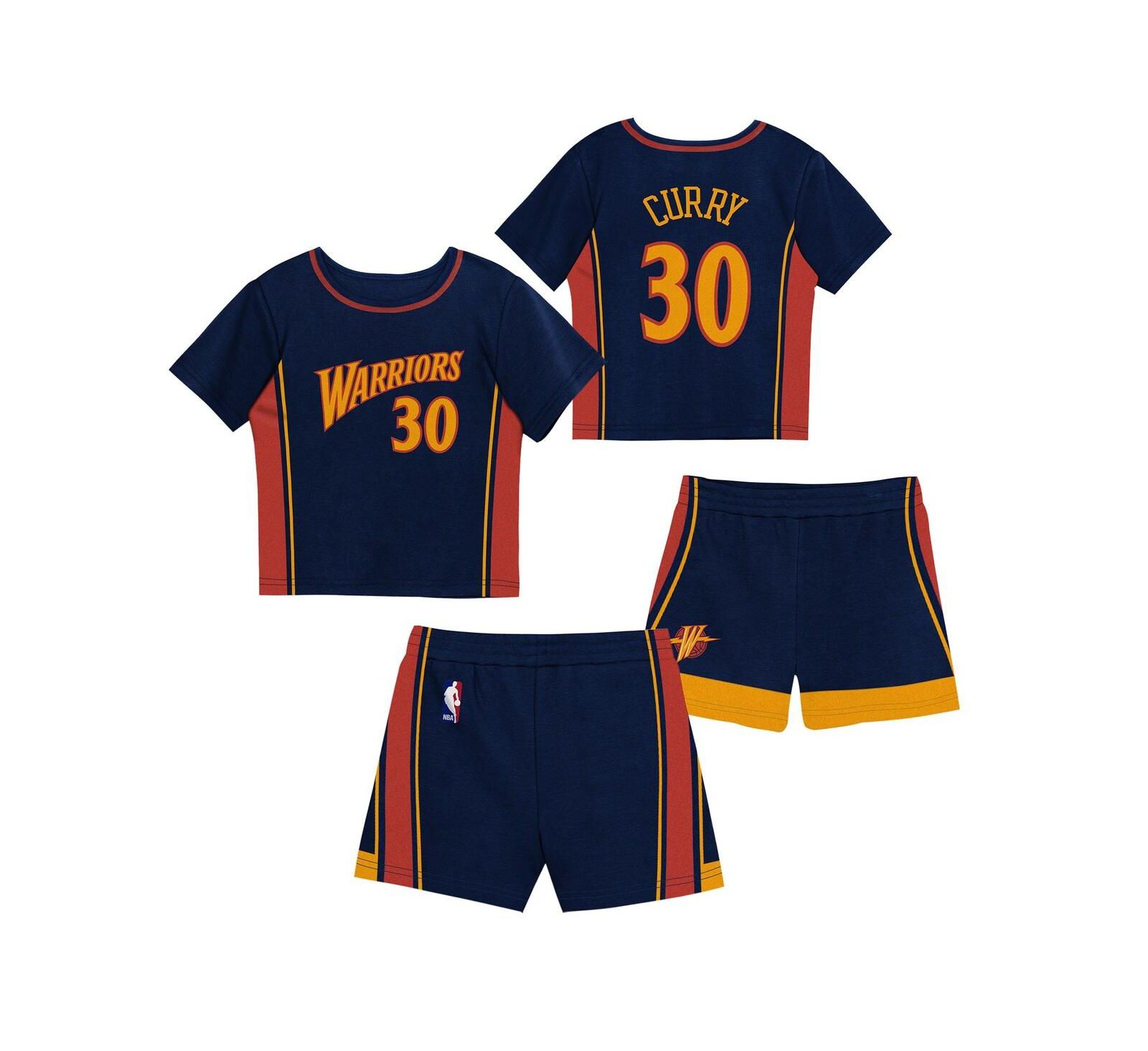 Mitchell & Ness Preschool Stephen Curry Navy Golden State Warriors Play by Place T-Shirt & Shorts Set