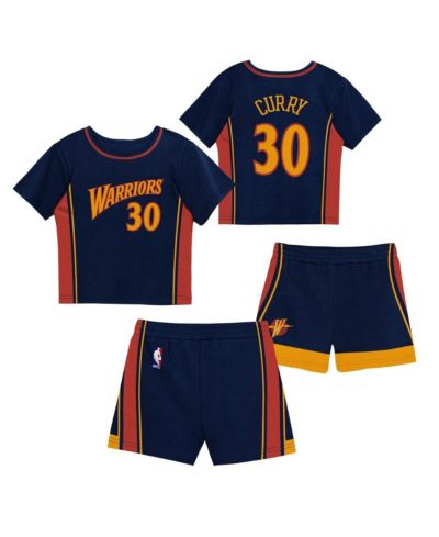 Детский комплект футболка и шорты Mitchell & Ness Preschool Stephen Curry Navy Golden State Warriors Play by Place