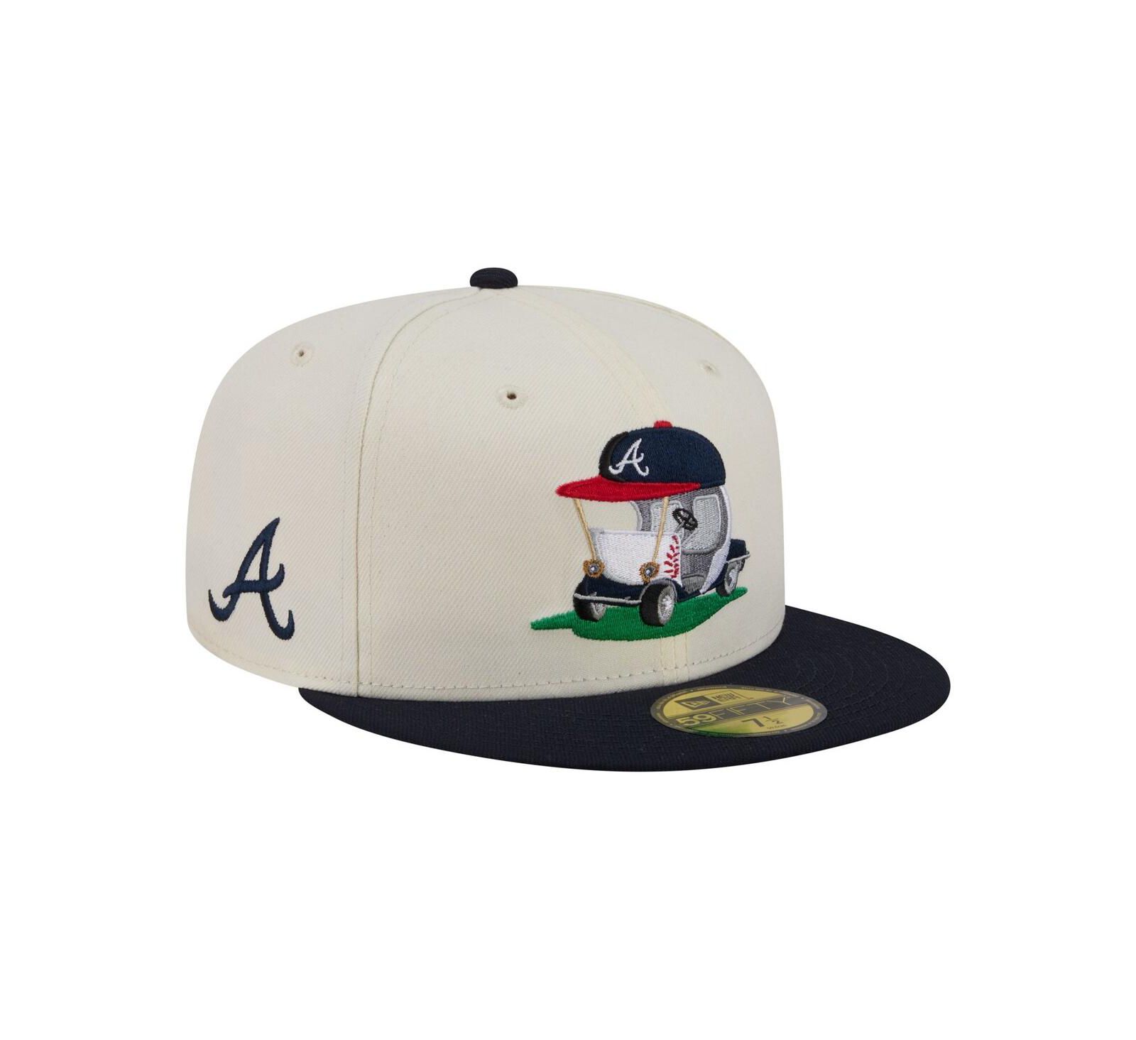 New Era Men's Cream/Navy Atlanta Braves Bullpen Cart 59FIFTY Fitted Hat