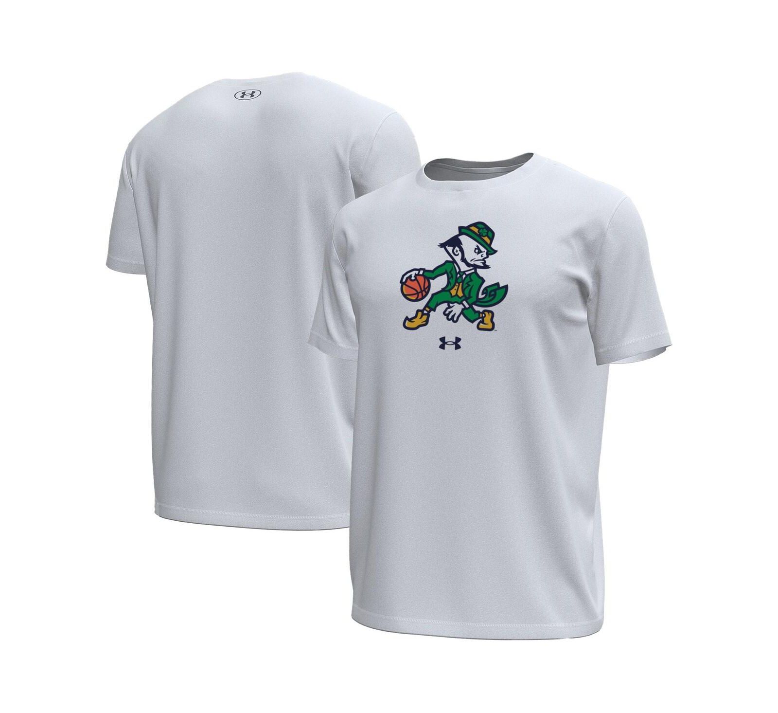 Under Armour Men's White Notre Dame Fighting Irish Basketball Leprechaun Tech Stretch T-Shirt