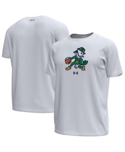 Мужская футболка Under Armour White Notre Dame Fighting Irish Basketball Leprechaun Tech Stretch