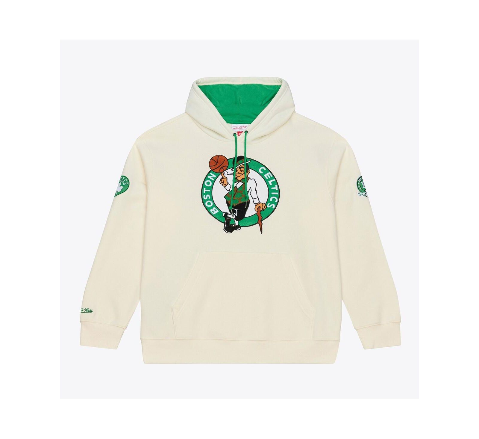 Mitchell & Ness Мужское худи из премиального флиса Boston Celtics Hardwood Classics Chainstitch Cream