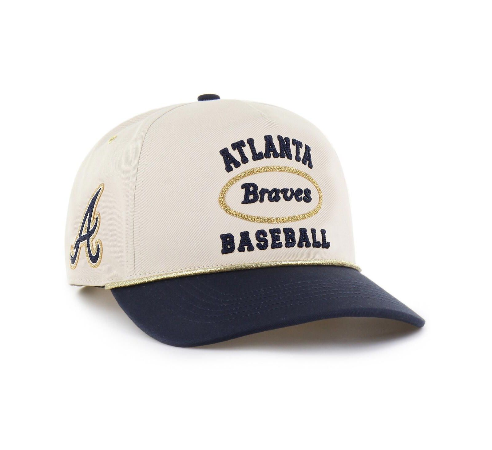 Stoney Clover Lane X '47 Brand Мужская регулируемая кепка Atlanta Braves Glitter Rope Hitch, натуральный/темно-синий