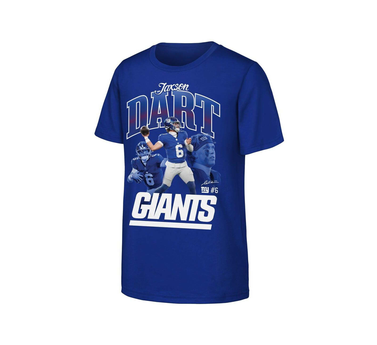 Outerstuff футболка Jaxson Dart Royal New York Giants Triple Pic для мальчиков и девочек