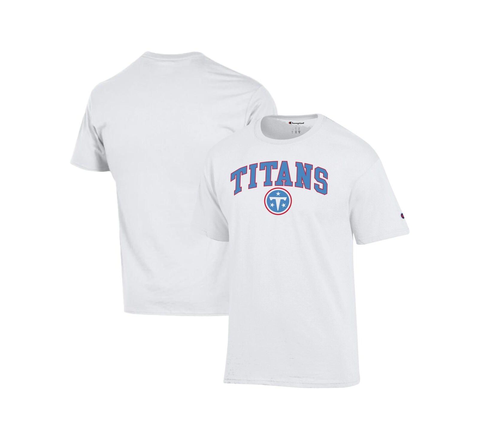 Мужская белая футболка Champion Tennessee Titans Arch Over Logo