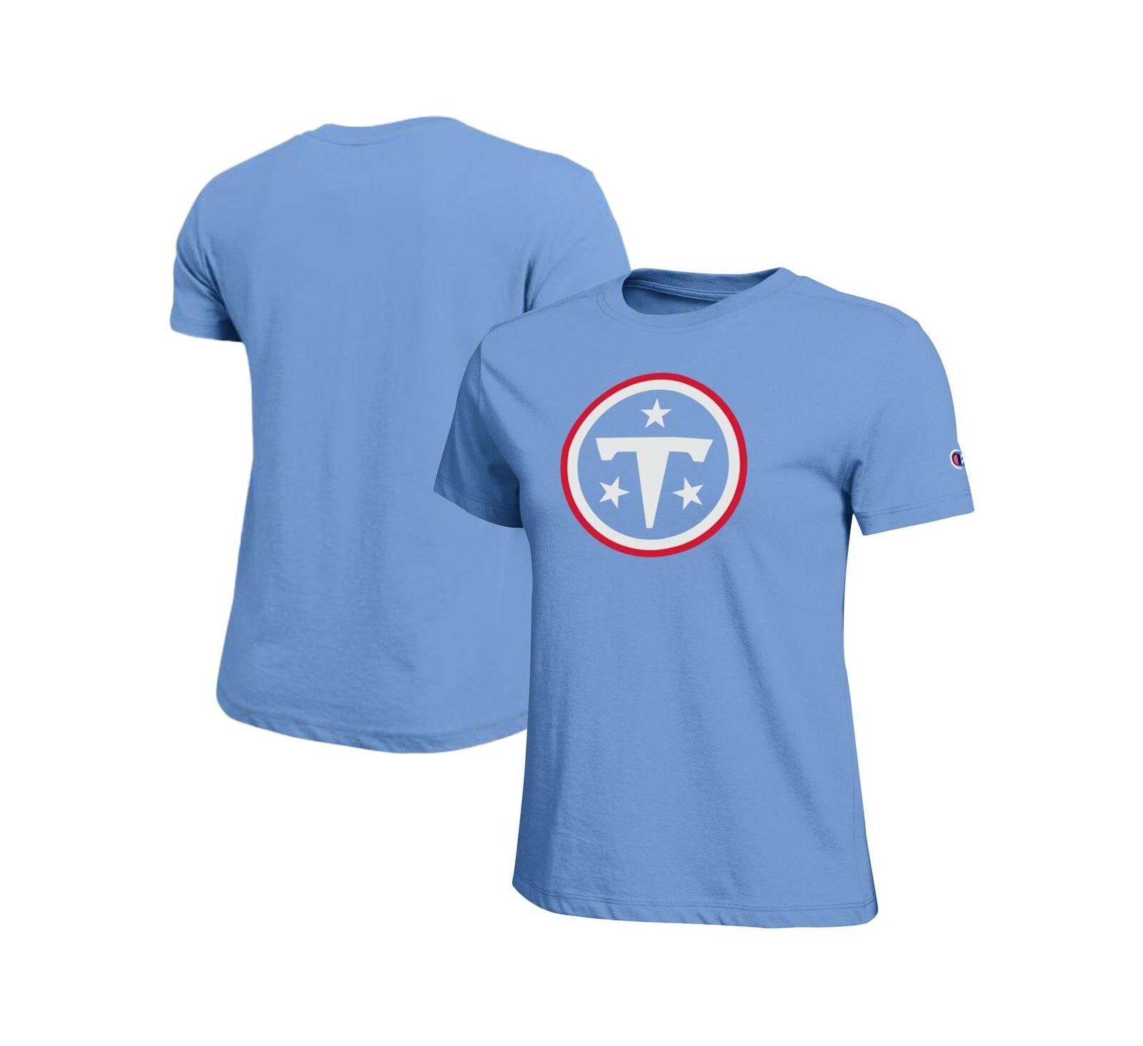 Женская футболка Champion светло-голубого цвета с логотипом Tennessee Titans