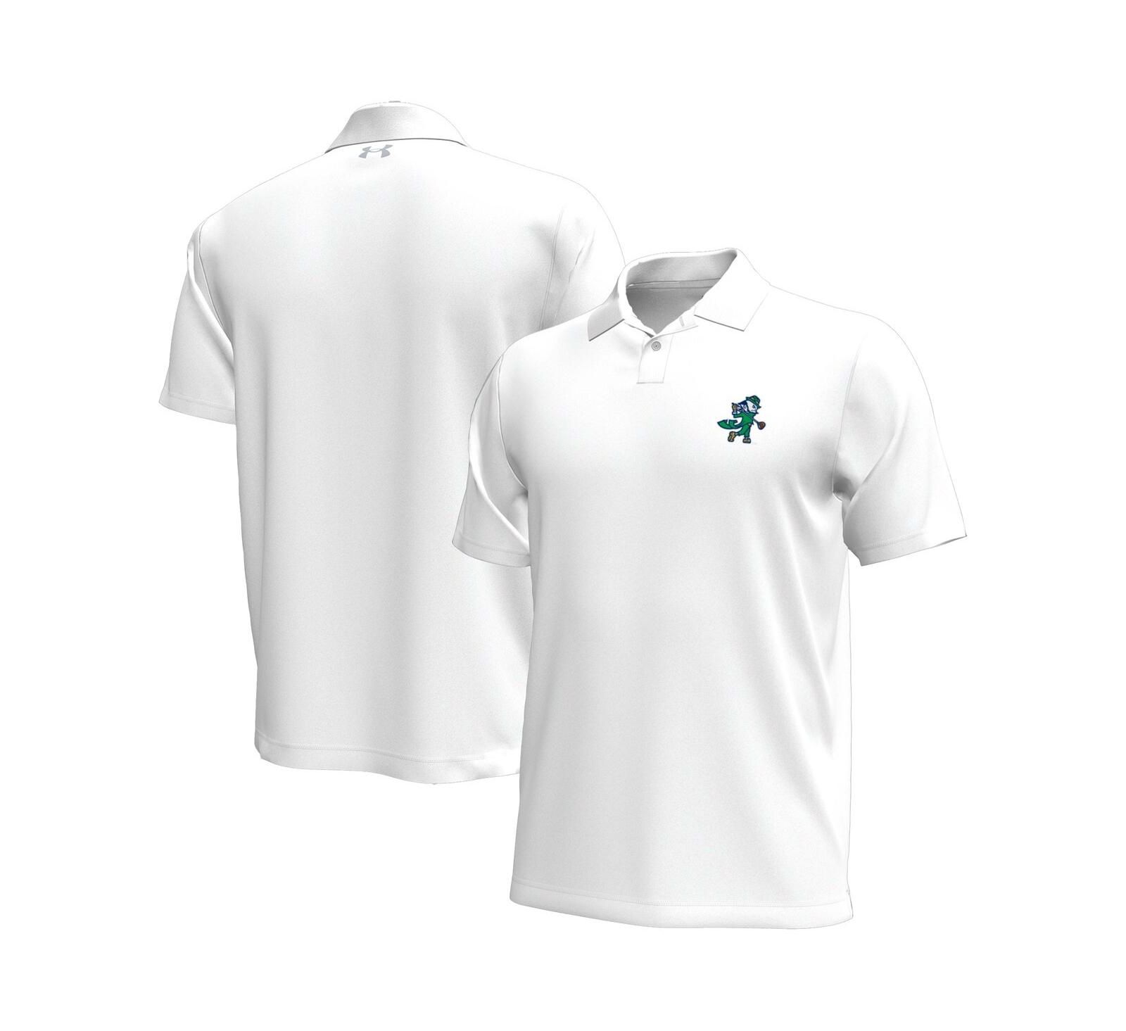Under Armour Men's White Notre Dame Fighting Irish Golf Leprechaun Lightweight Motion Polo Shirt