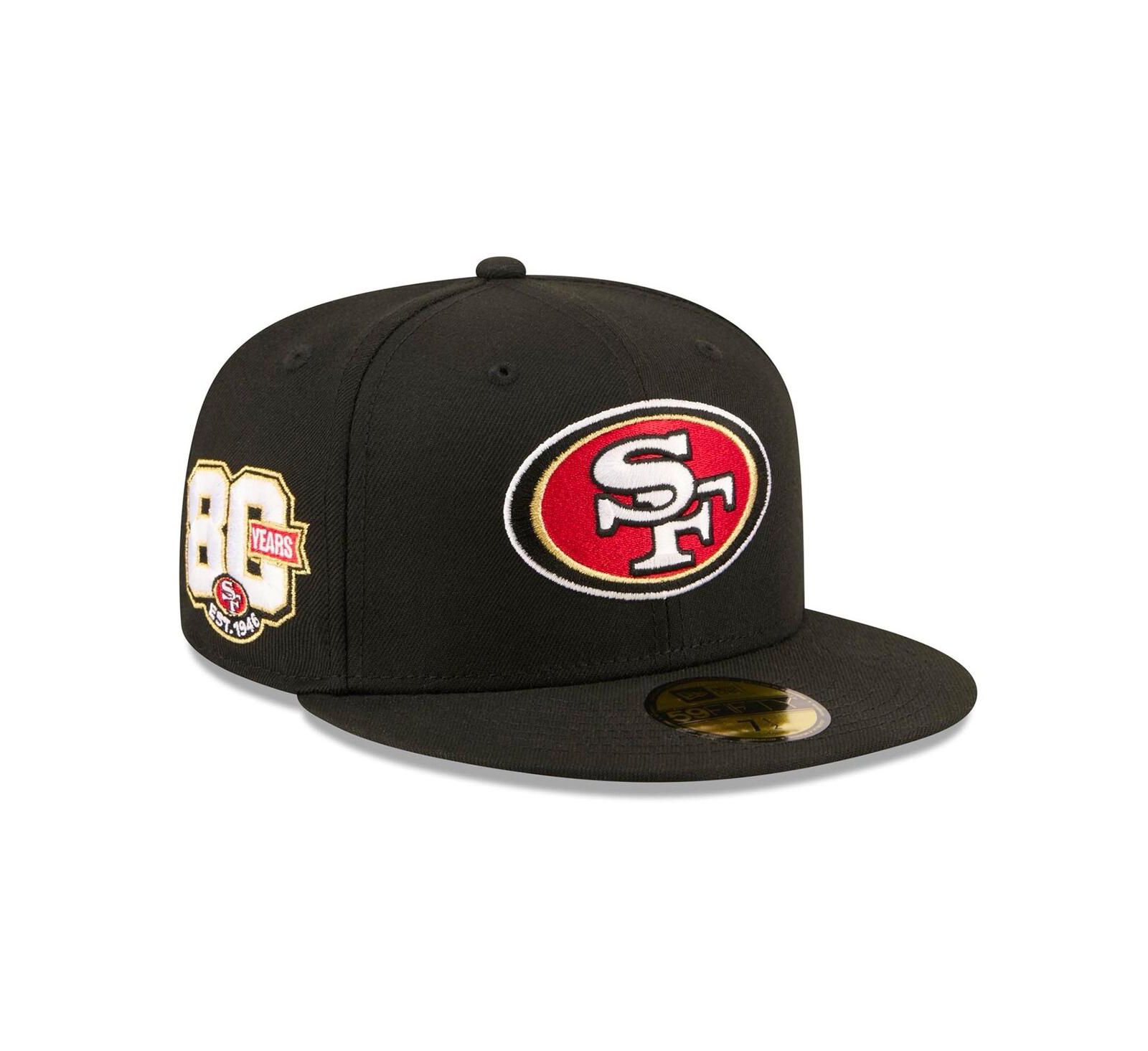 New Era Men's Black San Francisco 49ers 80th Anniversary 59FIFTY Fitted Hat