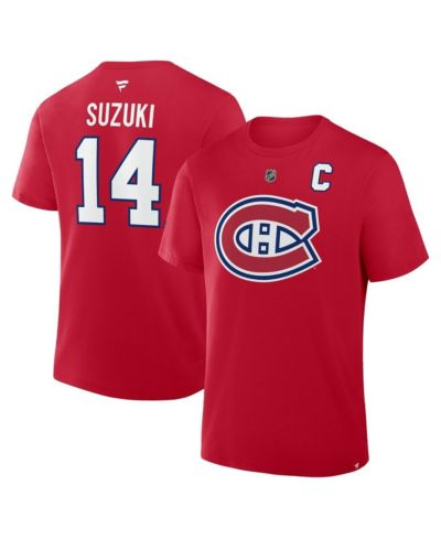 Мужская футболка Fanatics Nick Suzuki Red Montreal Canadiens Authentic Stack Name & Number