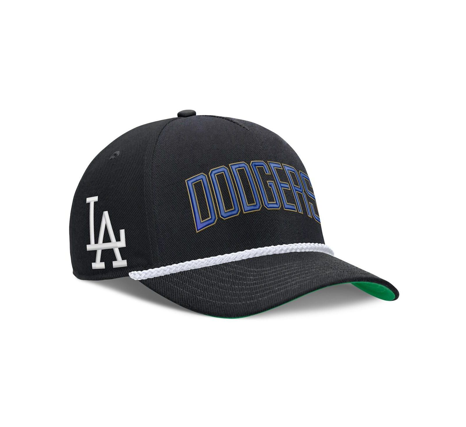 Nike Мужская кепка Los Angeles Dodgers Cooperstown Collection Rise регулируемая, черная