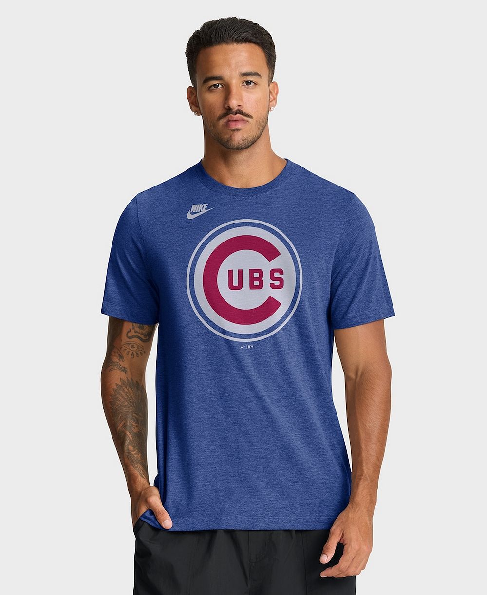 Мужская футболка Nike Heather Royal Chicago Cubs Cooperstown Logo