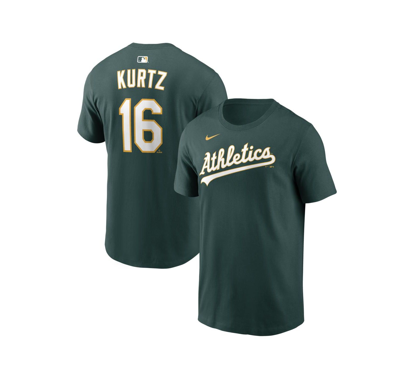 Nike Men's Nick Kurtz Green Athletics Home Name & Number T-Shirt