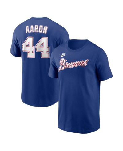 Nike Men's Hank Aaron Royal Atlanta Braves Cooperstown Collection Name & Number T-Shirt