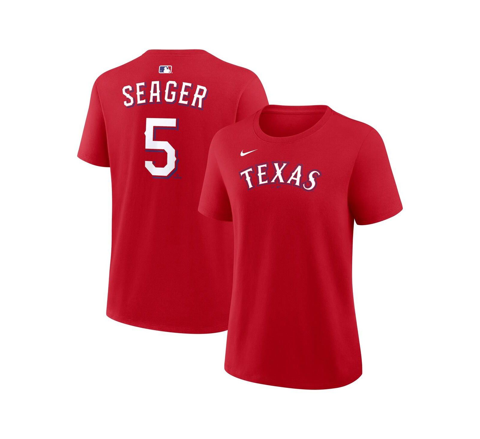 Женская футболка Nike Corey Seager Red Texas Rangers Name and Number