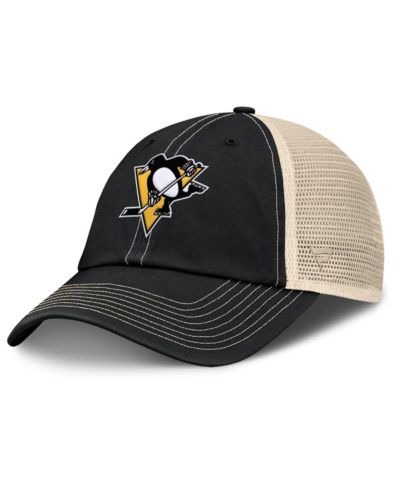 Fanatics мужская кепка Rival Trucker регулируемая, черная/натуральная Pittsburgh Penguins