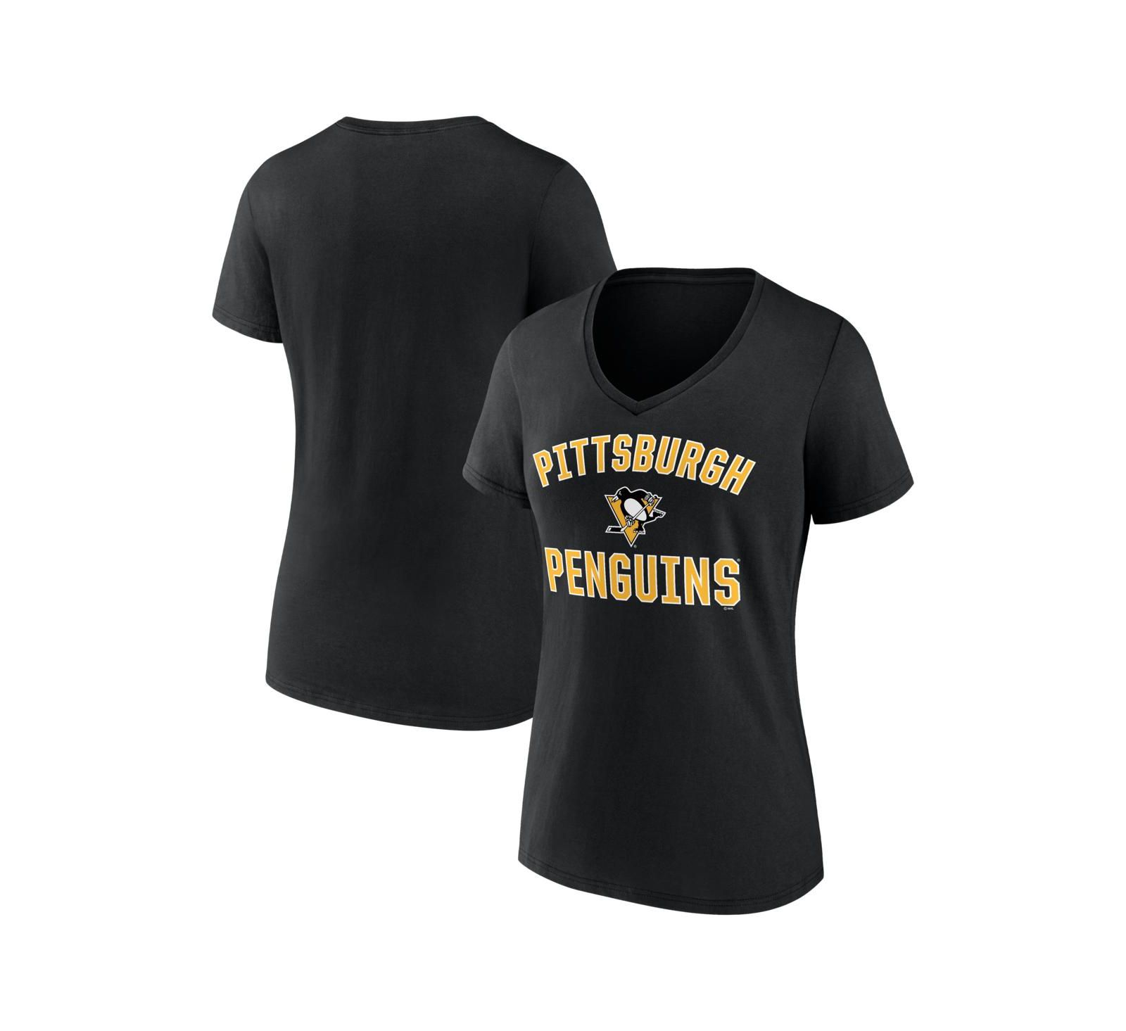 Logo Athletic Женская футболка V-образного выреза Pittsburgh Penguins Arch Victory черная