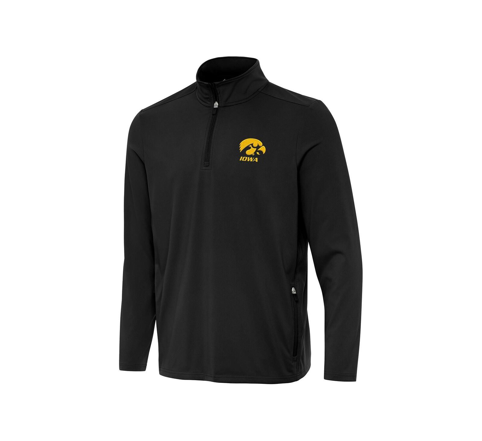 Мужской джемпер Antigua Black Iowa Hawkeyes Perilous Quarter-Zip