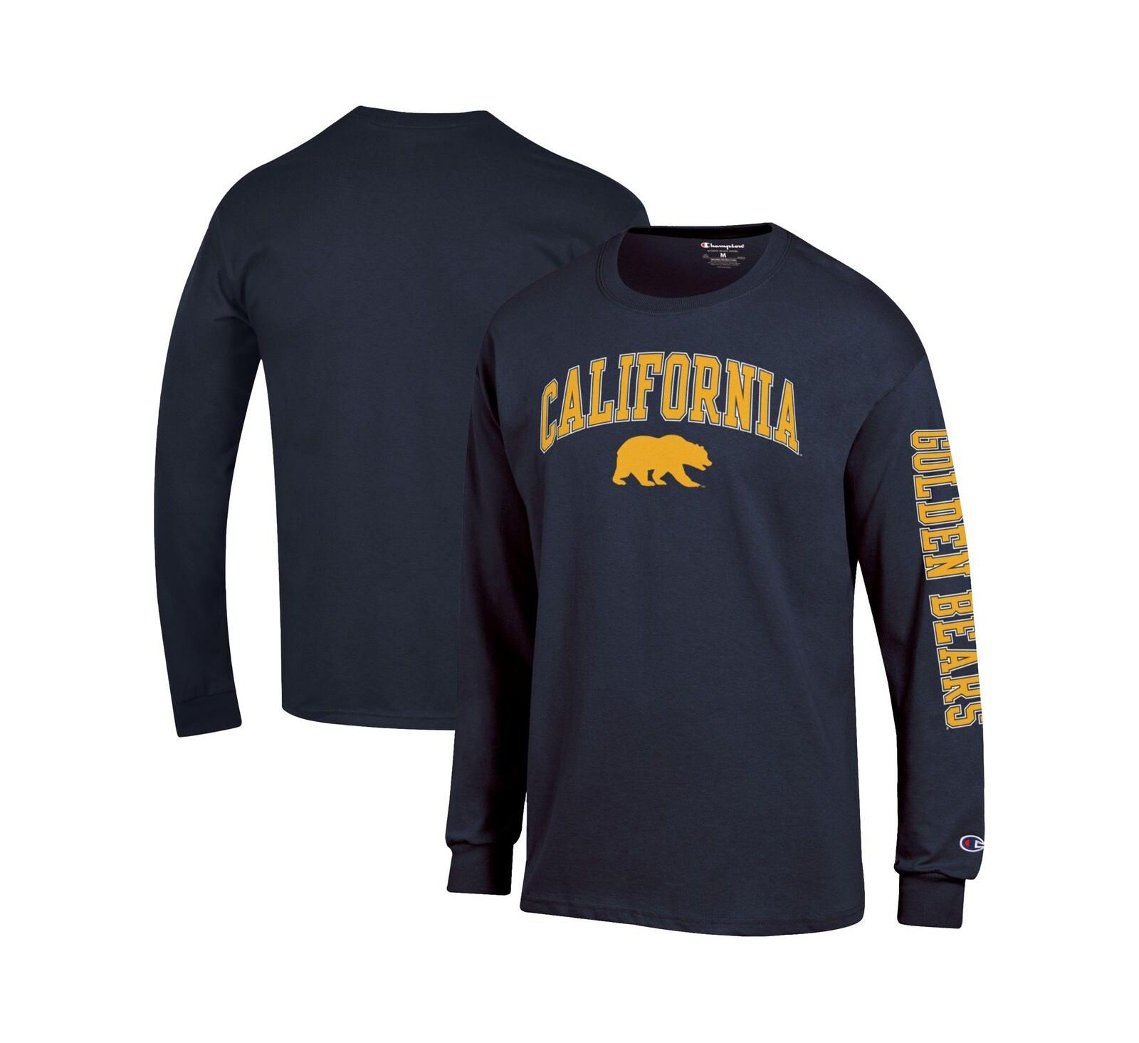 Мужская футболка Champion с длинным рукавом Navy Cal Bears Arch Over Logo