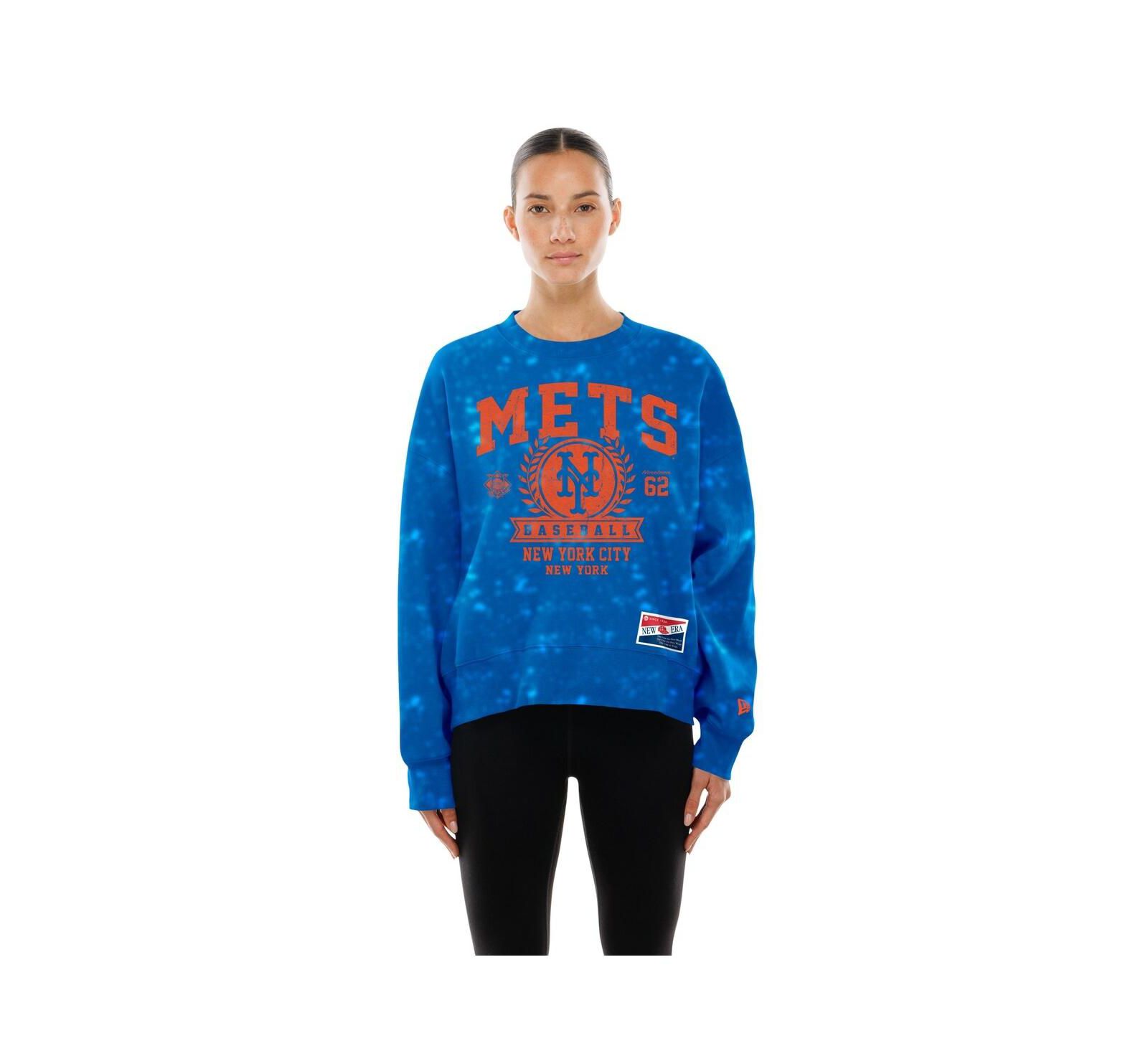 Свитшот New Era Women's Royal New York Mets Throwback Oversized Boxy
