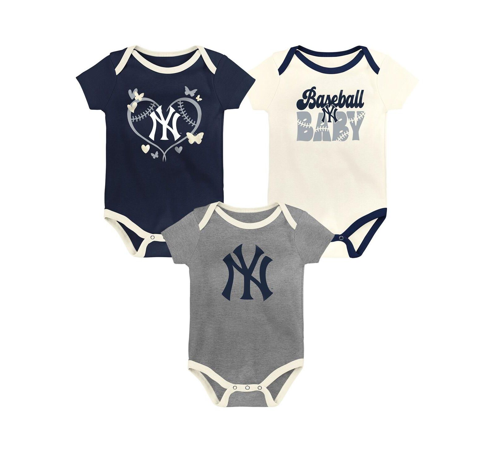 Outerstuff Baby Boys and Girls New York Yankees Home Team 3-Pack Bodysuit Set