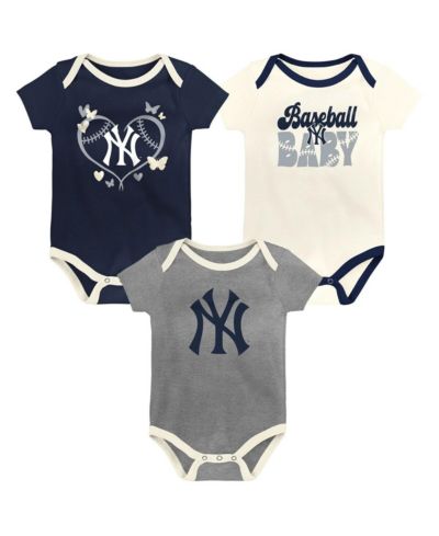 Outerstuff Baby Boys and Girls New York Yankees Home Team 3-Pack Bodysuit Set