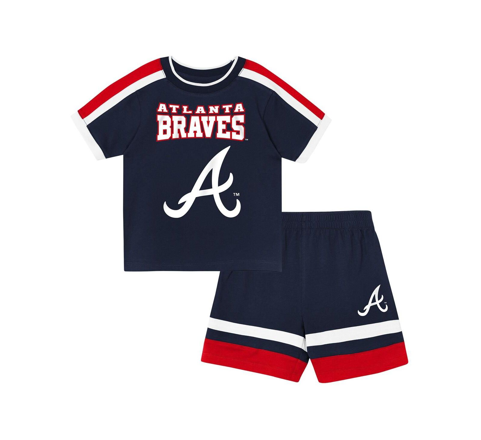 Outerstuff Toddler 2-Piece Navy Atlanta Braves Ground Ball T-Shirt and Shorts Set