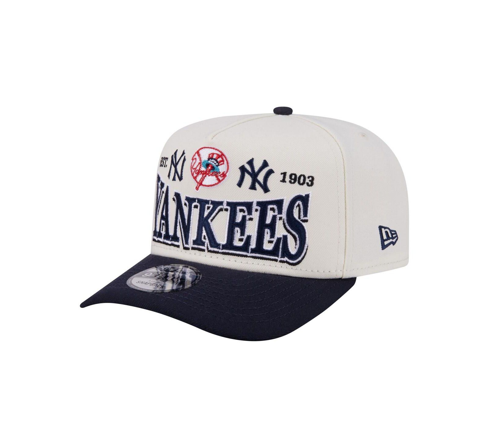 New Era Men's Cream New York Yankees Throwback Tri-Hit A-Frame 9FIFTY Adjustable Hat