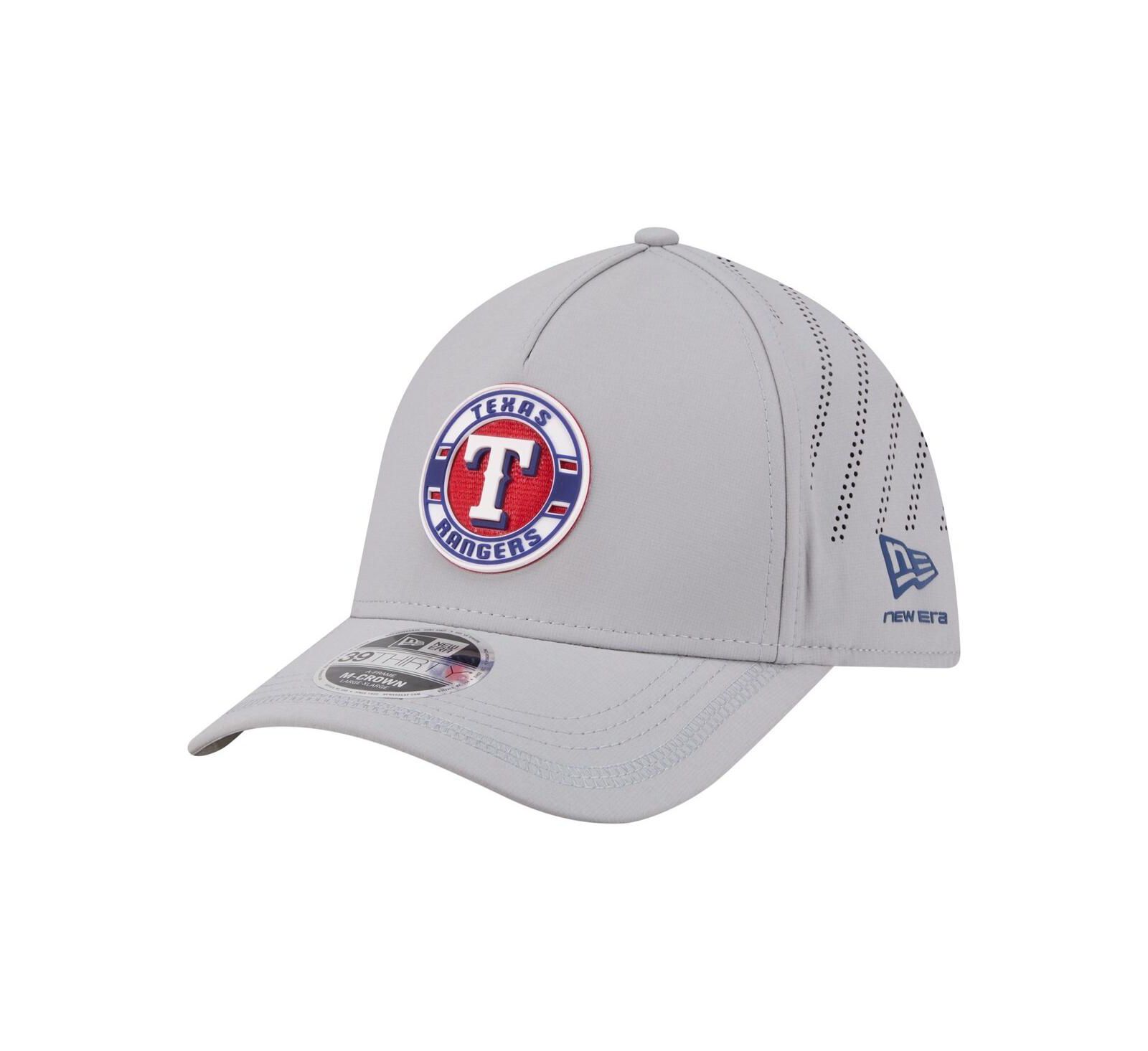 Мужская кепка New Era Gray Texas Rangers Patch 39THIRTY A-Frame M-Crown Perforated Flex Hat