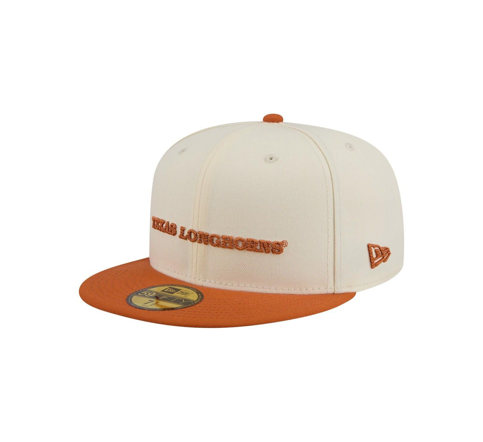 Мужская кепка New Era Cream/Texas Orange Texas Longhorns Two-Tone Script 59FIFTY Fitted