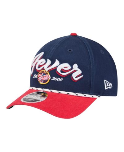 Мужская и женская кепка New Era Navy/Red Indiana Fever Team Loyal Script Two-Tone M-Crown 9FORTY регулируемая