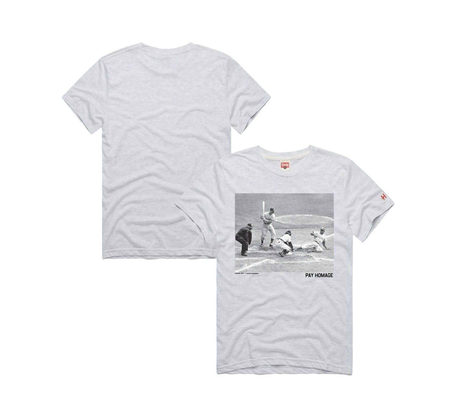 Homage Мужская футболка Jackie Robinson Ash Brooklyn Dodgers Cooperstown Collection Graphic Tri-Blend