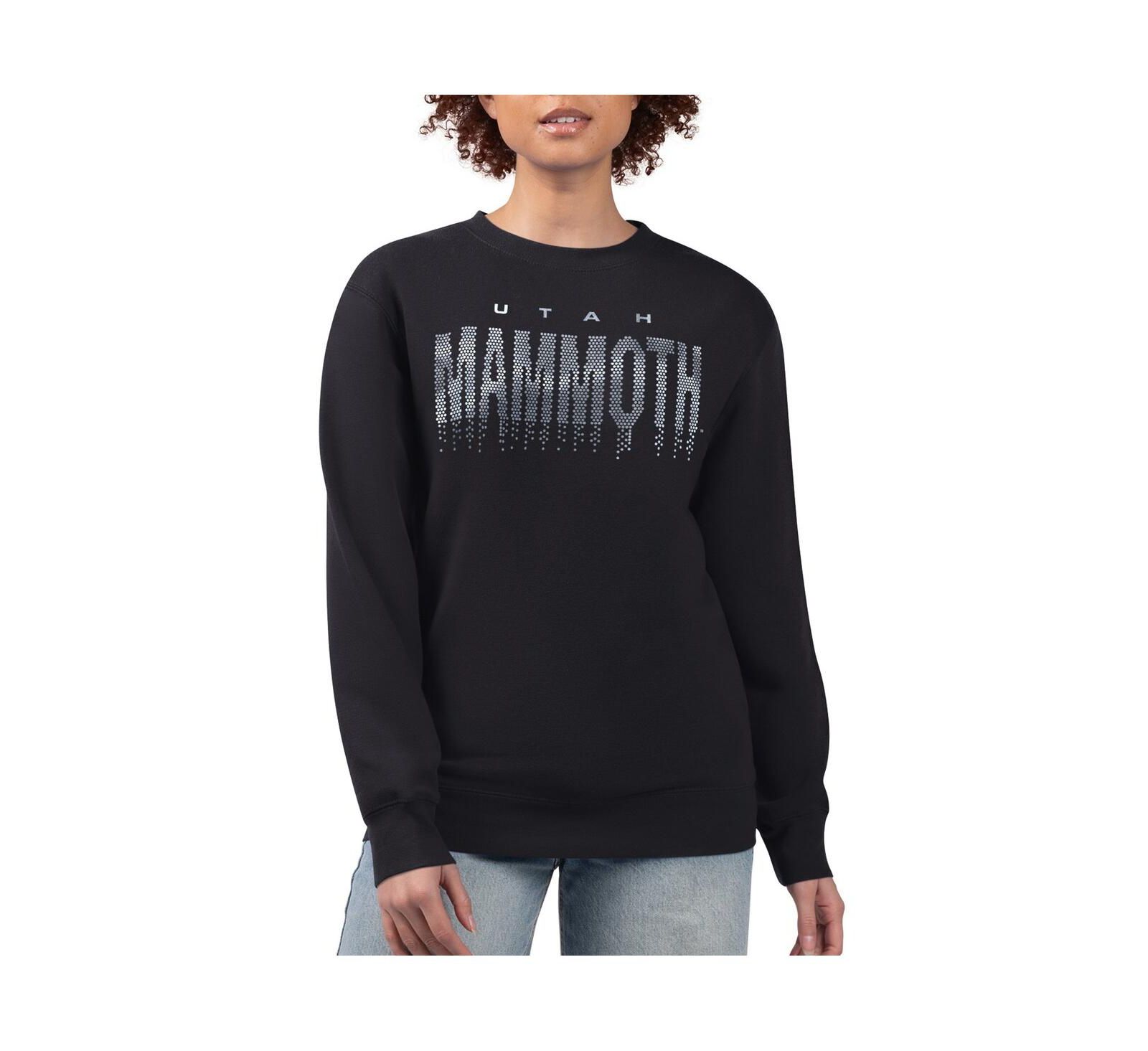 G-III 4Her by Carl Banks Women's Black Utah Mammoth Metallic Drop Printed Fleece Sweatshirt