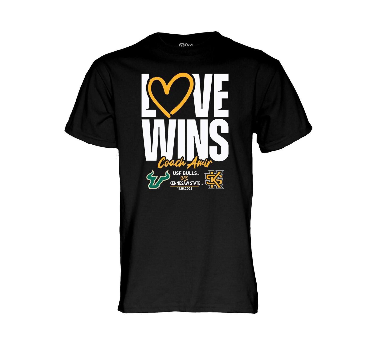Мужская футболка Blue 84 Black USF vs Kennesaw State Love Wins