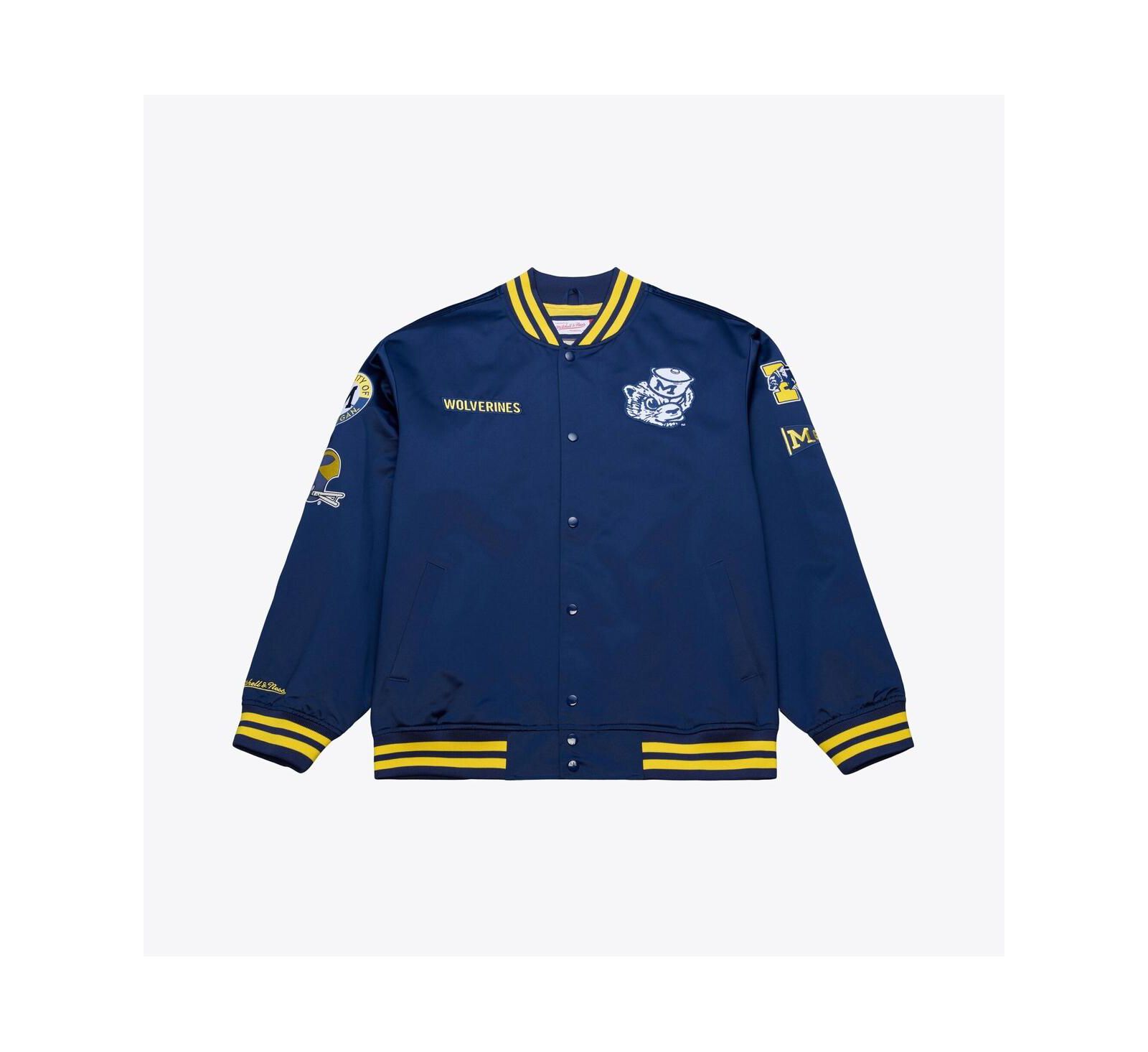 Мужская куртка Mitchell & Ness Navy Michigan Wolverines Double Clutch Lightweight Satin Full-Snap
