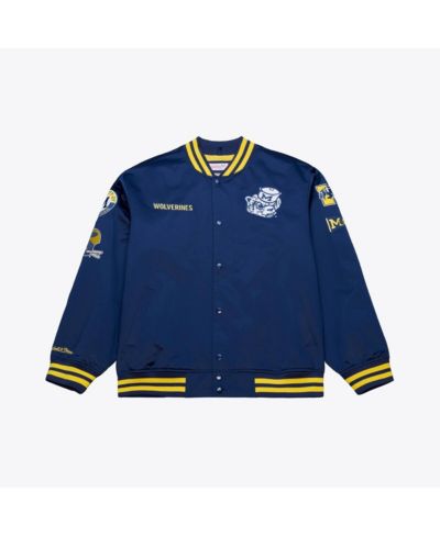 Mitchell & Ness Men's Navy Michigan Wolverines Double Clutch Lightweight Satin Full-Snap Jacket