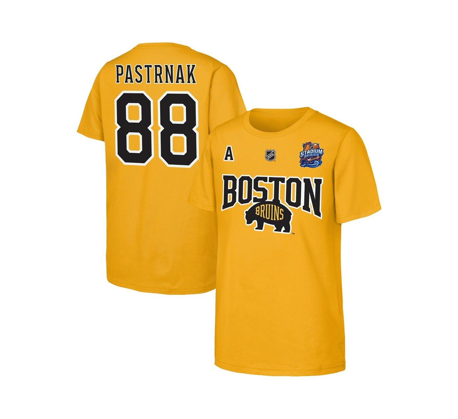 Детская футболка Fanatics David Pastrnak Gold Boston Bruins Alternate Captain 2026 Stadium Series