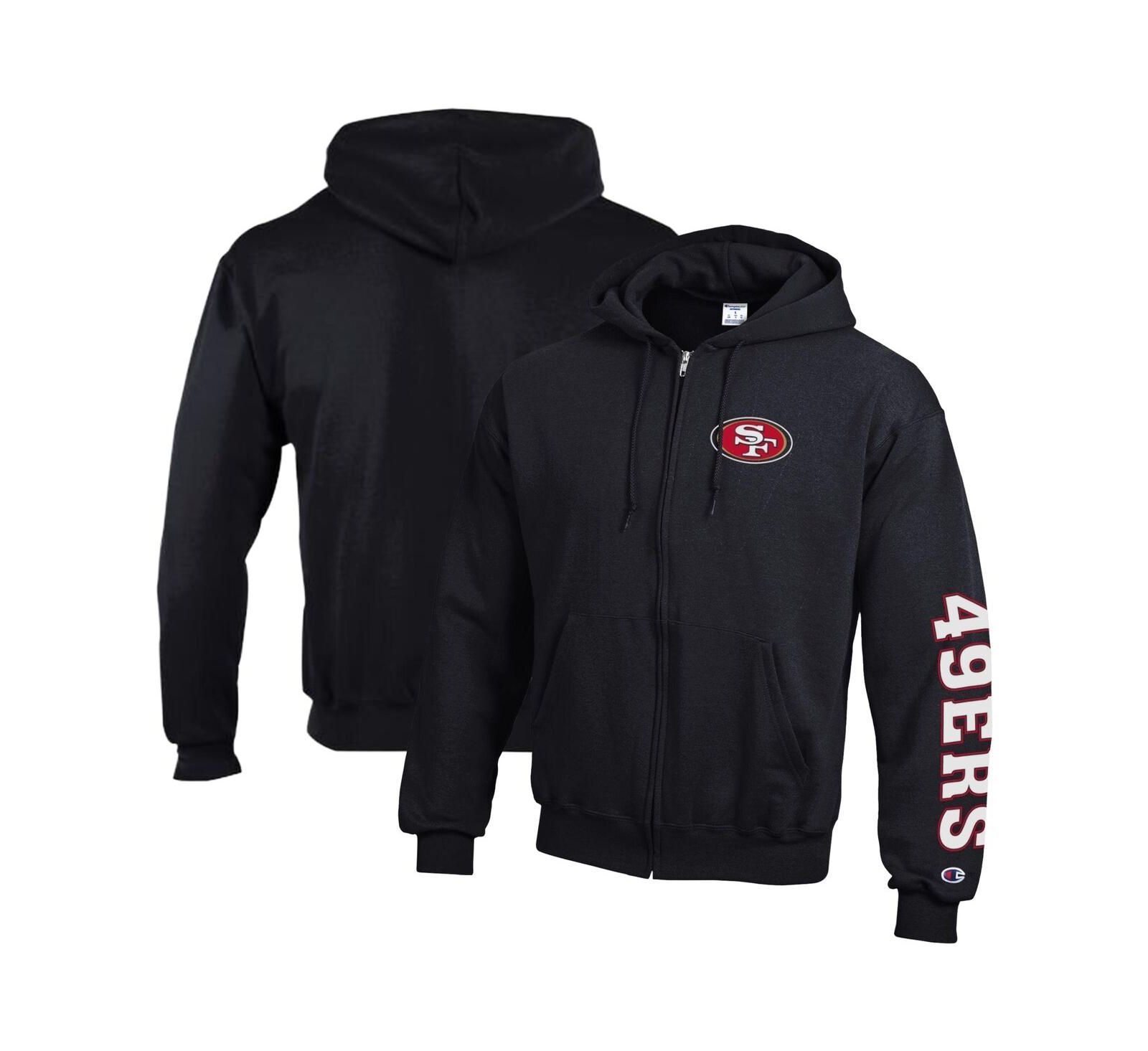 Мужское худи Champion Black San Francisco 49ers Powerblend Fleece Full-Zip