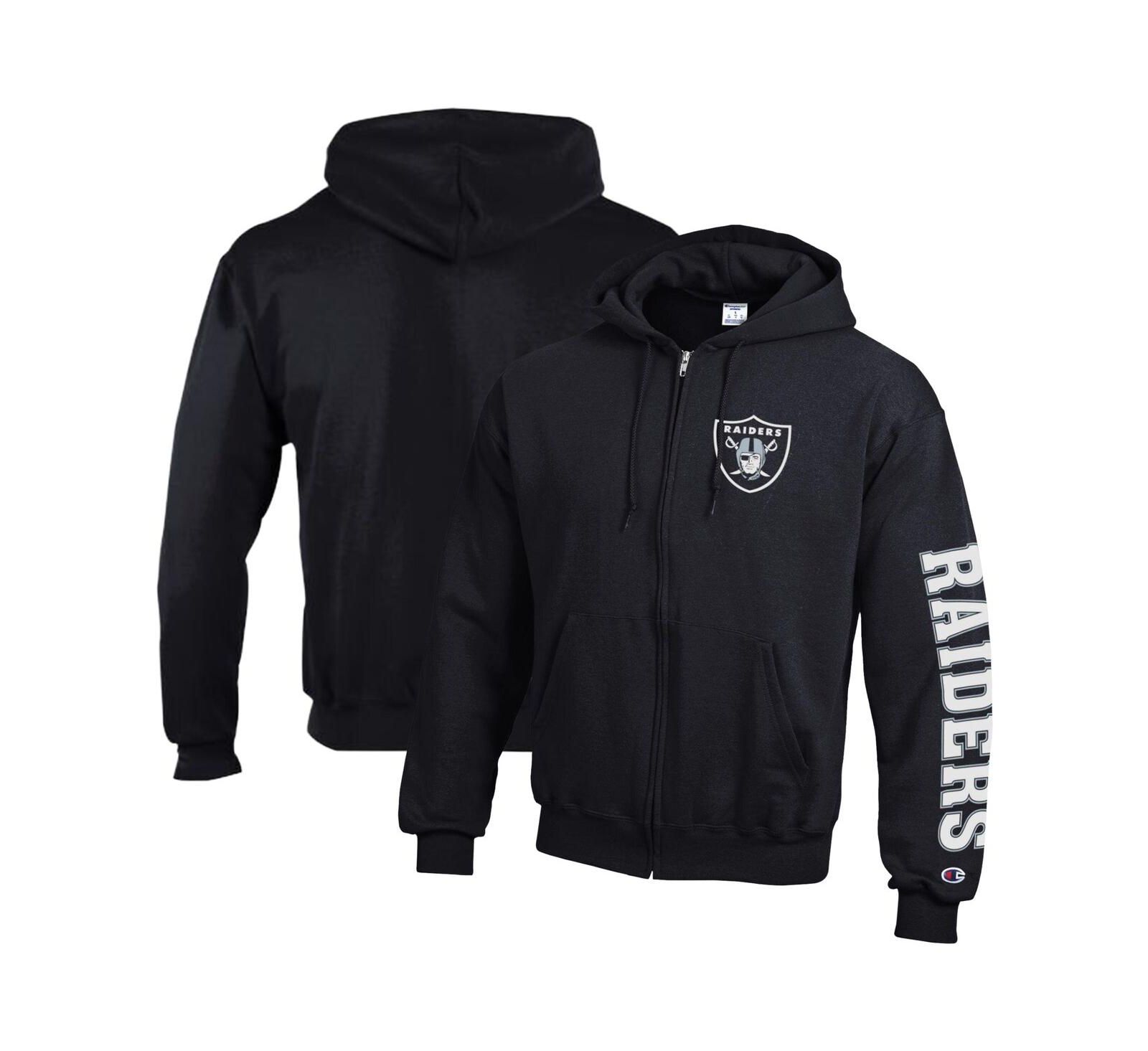 Мужское худи Champion Black Las Vegas Raiders Powerblend Fleece Full-Zip
