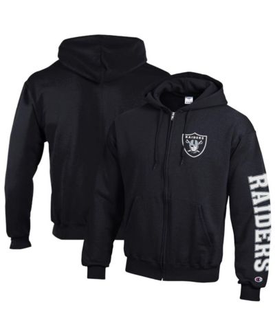 Champion Men's Black Las Vegas Raiders Powerblend Fleece Full-Zip Hoodie