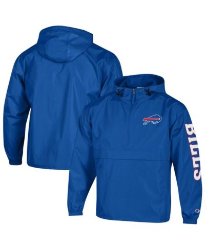 Champion Men's Royal Buffalo Bills Packable Hooded Windbreaker Half-Zip Jacket