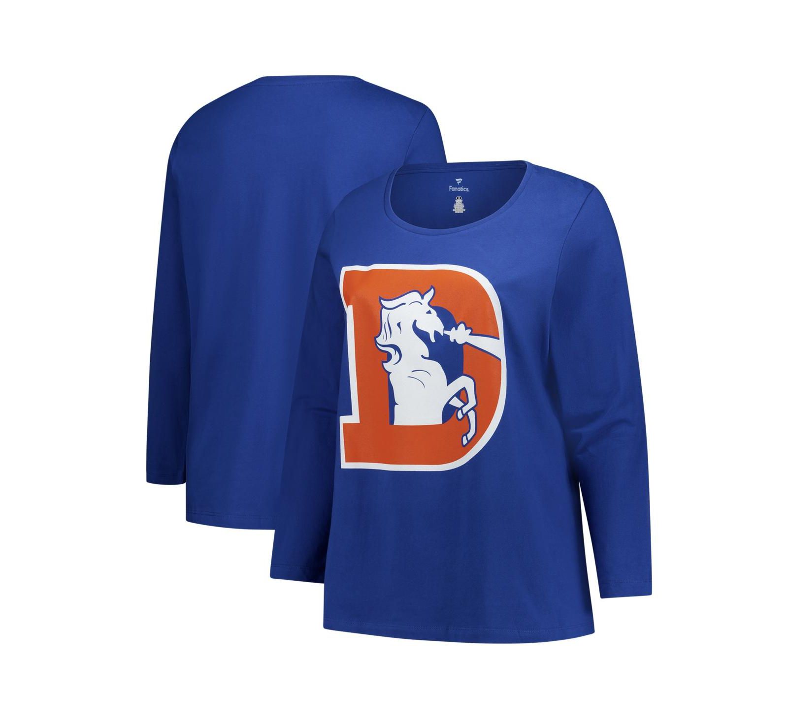 Женская футболка Fanatics Denver Broncos, Plus Size, длинный рукав