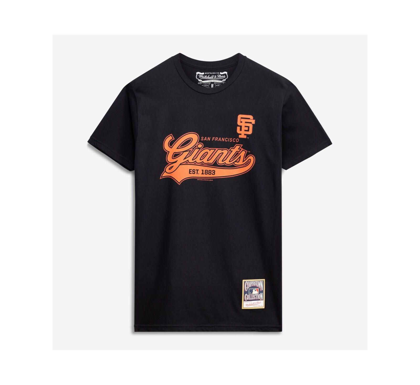 Mitchell & Ness Men's Black San Francisco Giants Script Sweep Arch T-Shirt
