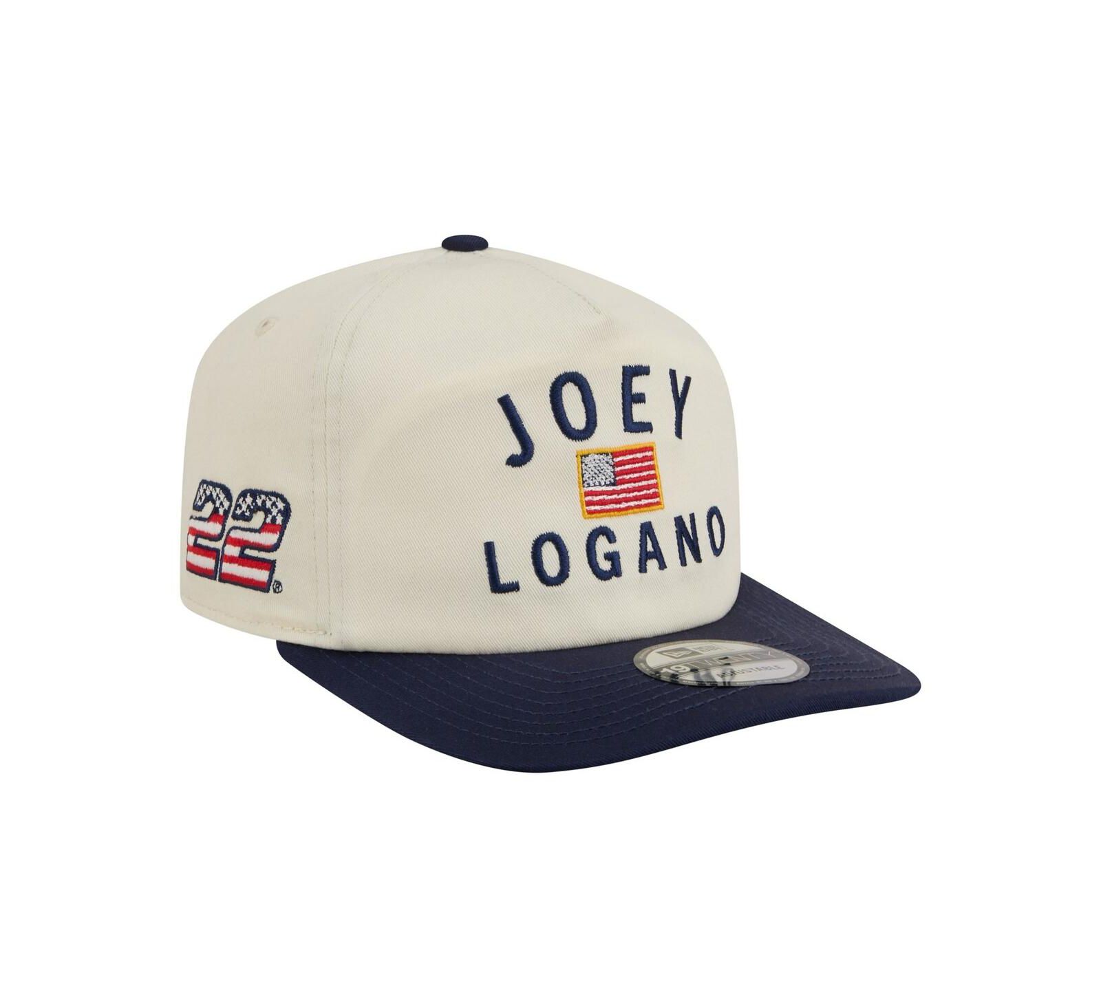 New Era Men's Cream/Navy Joey Logano Flag 19TWENTY Adjustable Hat