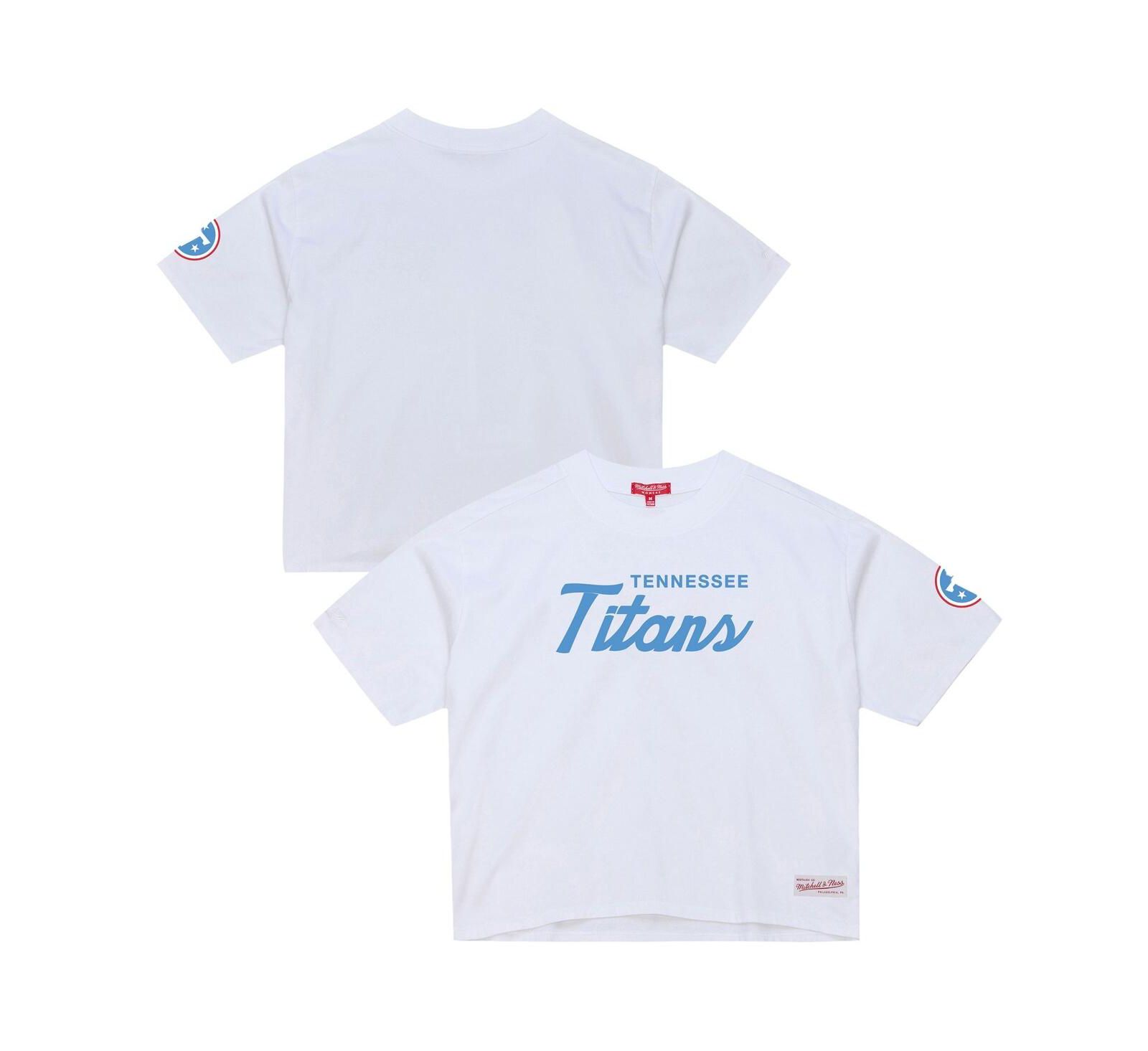 Женская укороченная футболка Mitchell & Ness White Tennessee Titans Head Coach