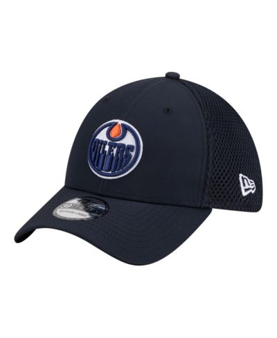 New Era Men's Navy Edmonton Oilers Logo 39THIRTY Flex Hat
