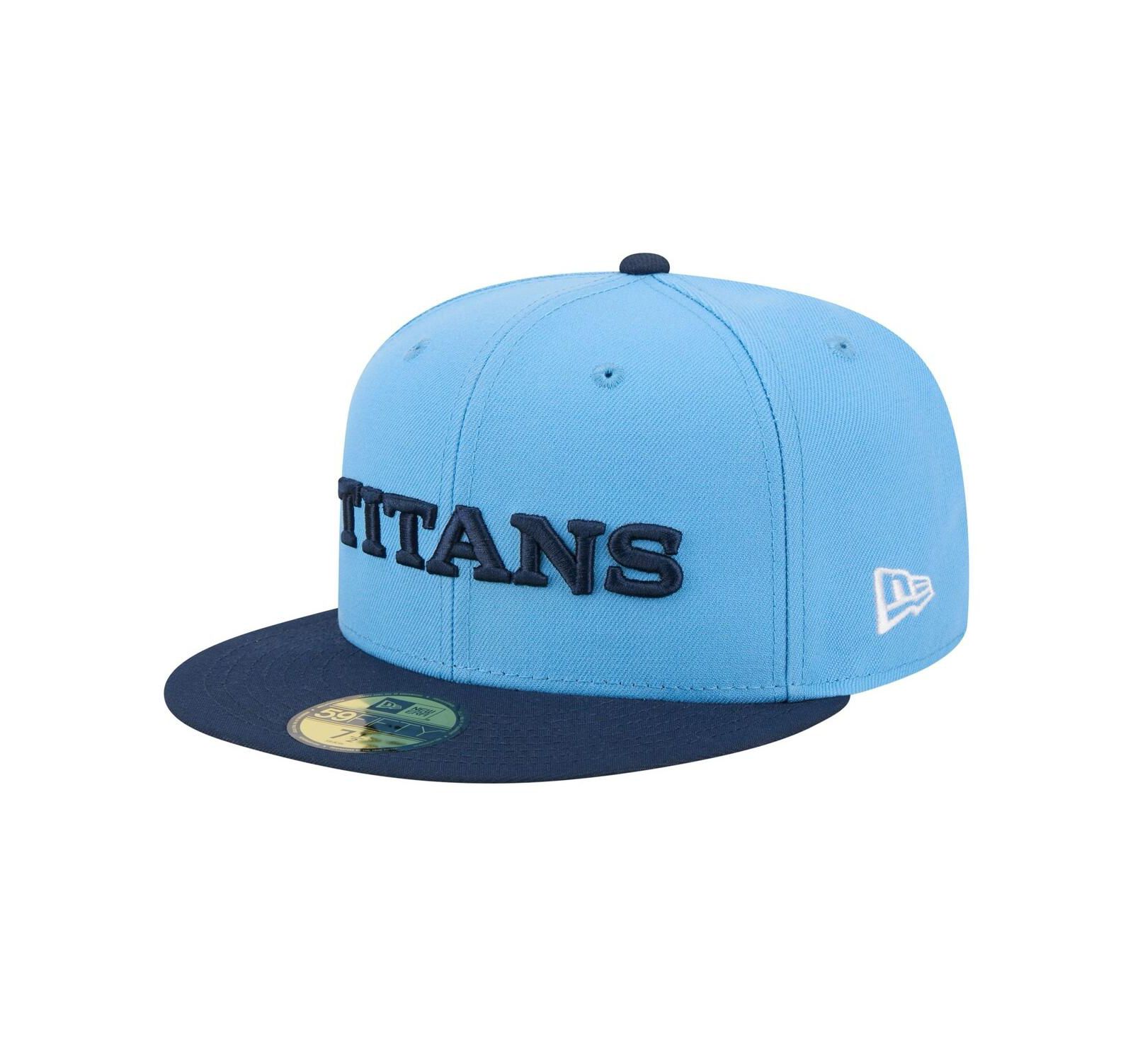 New Era Men's Light Blue/Navy Tennessee Titans Wordmark 59FIFTY Fitted Hat