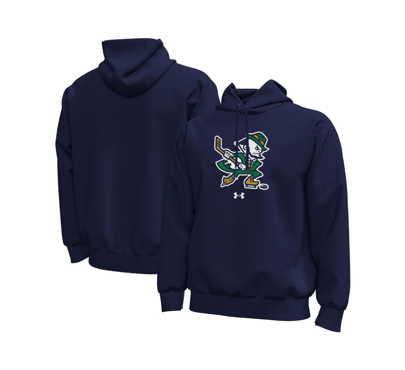 Under Armour Men's Navy Notre Dame Fighting Irish Hockey Leprechaun Fleece Hoodie