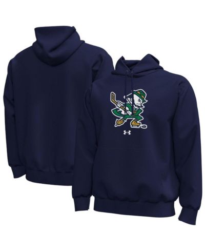 Мужская флисовая толстовка Under Armour Navy Notre Dame Fighting Irish Hockey Leprechaun
